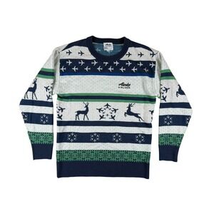 Alaska Airlines Medium Sweater Holiday Ugly Christmas Acrylic Airplane Reindeer